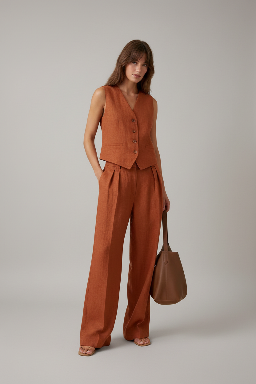 Terracotta gilet set studiofoto