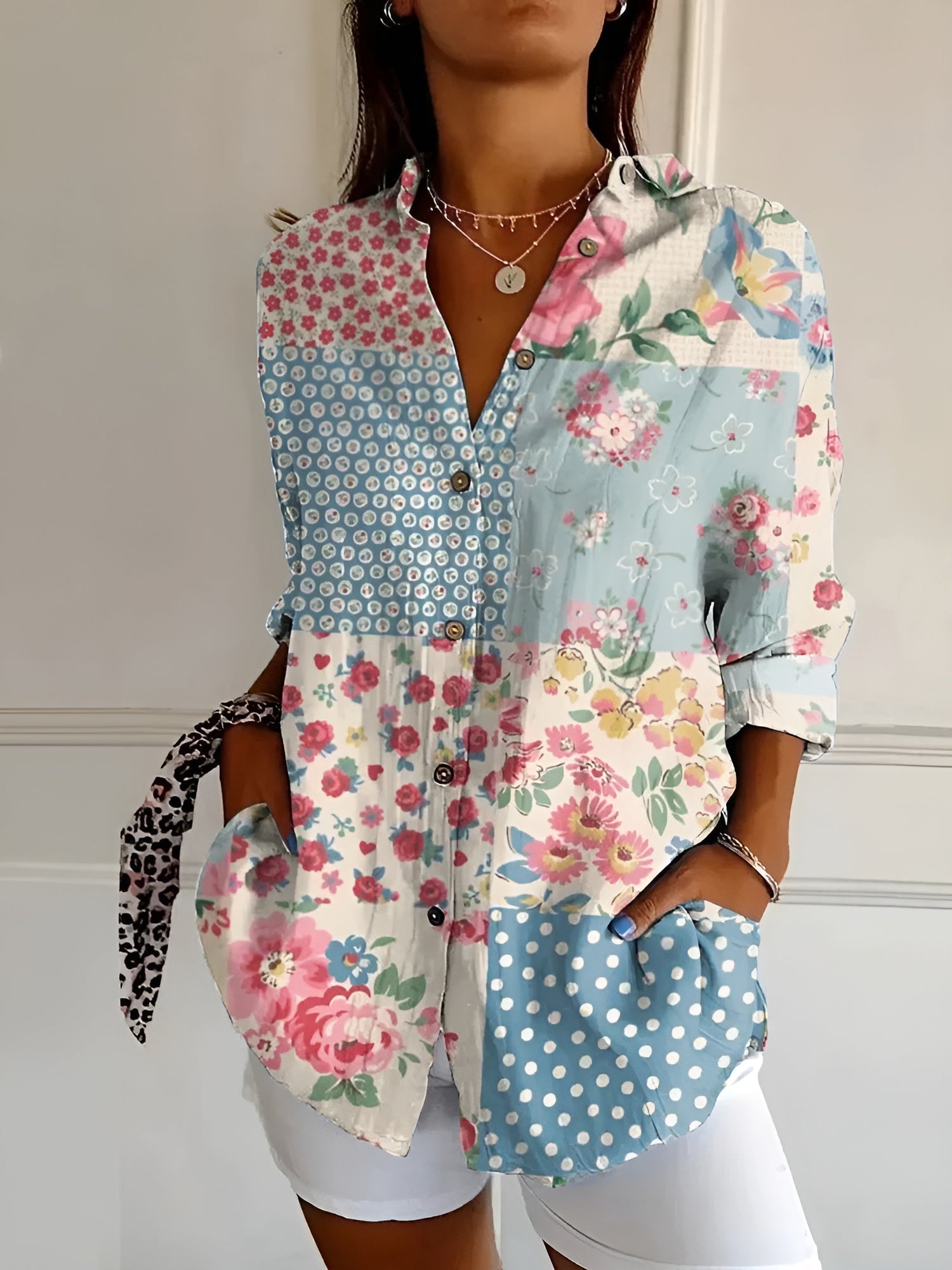 Florisse | Women's Lightweight Summer Shirt with Floral Pattern