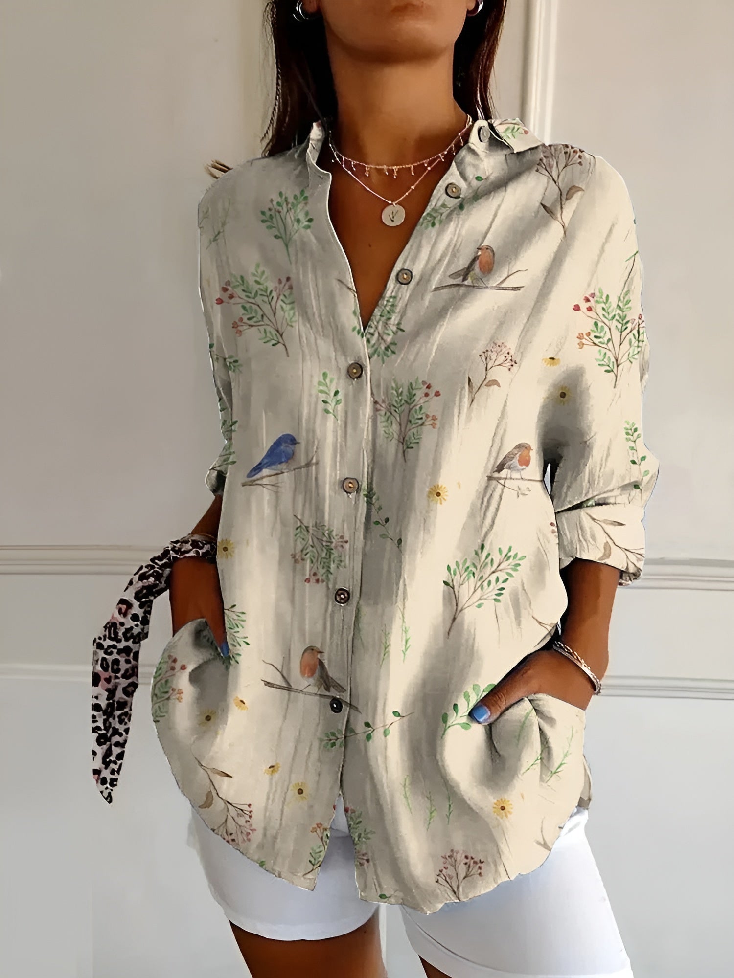 Florisse | Women's Lightweight Summer Shirt with Floral Pattern