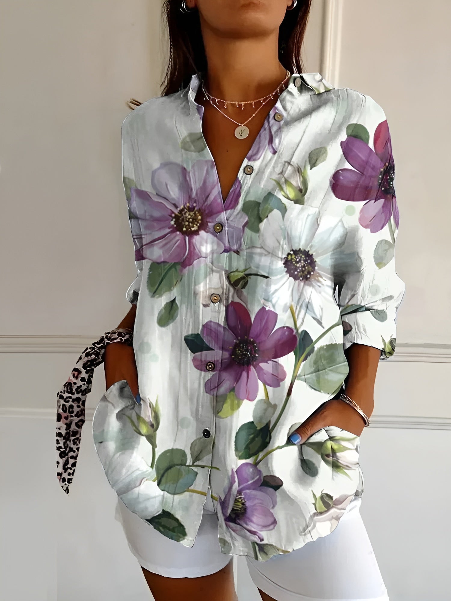 Florisse | Women's Lightweight Summer Shirt with Floral Pattern