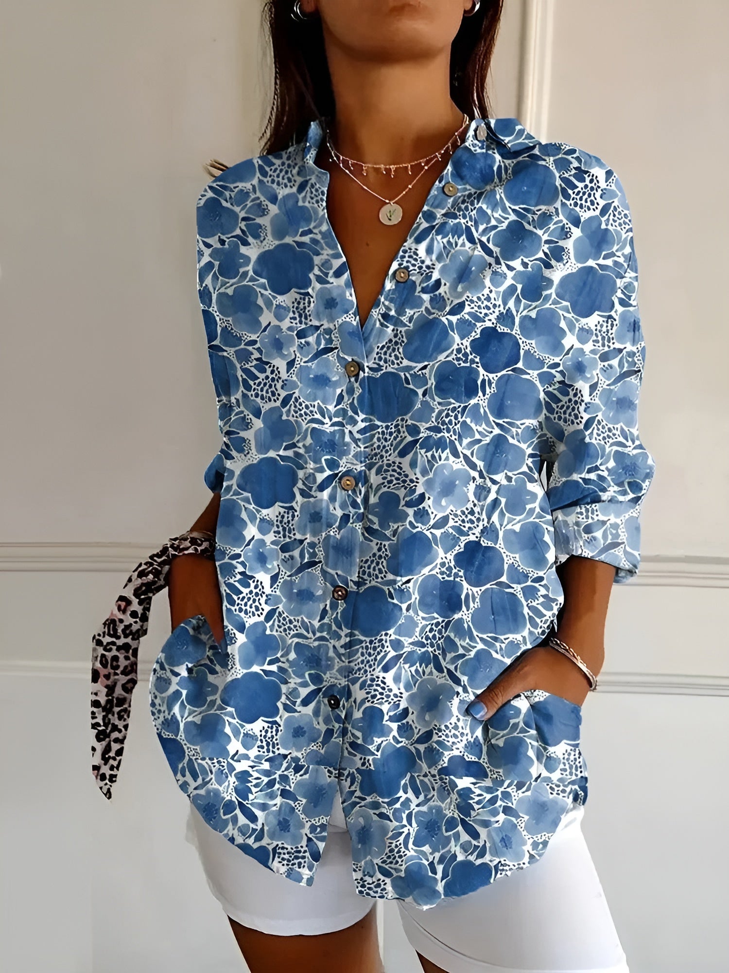 Florisse | Women's Lightweight Summer Shirt with Floral Pattern