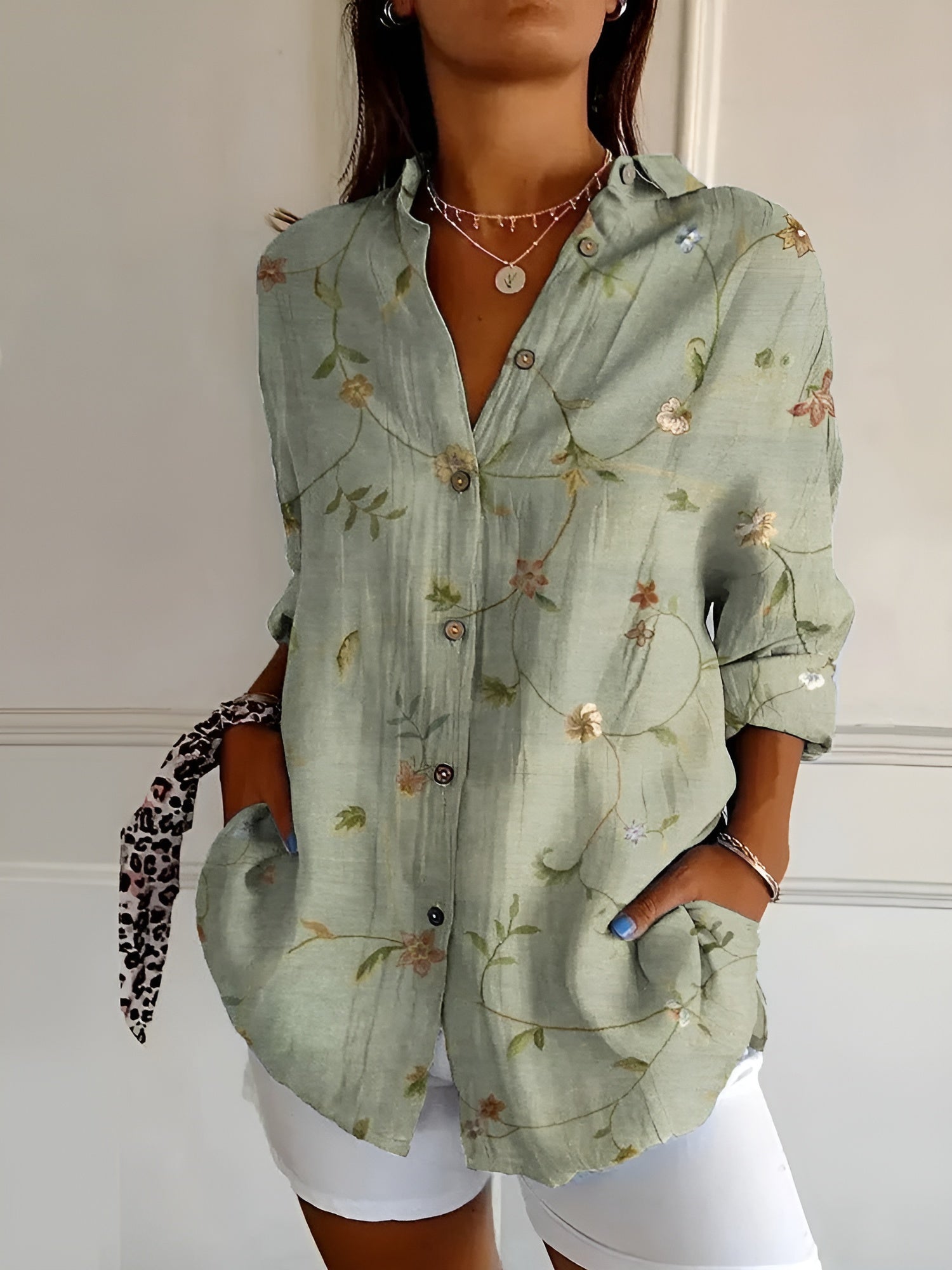 Florisse | Women's Lightweight Summer Shirt with Floral Pattern