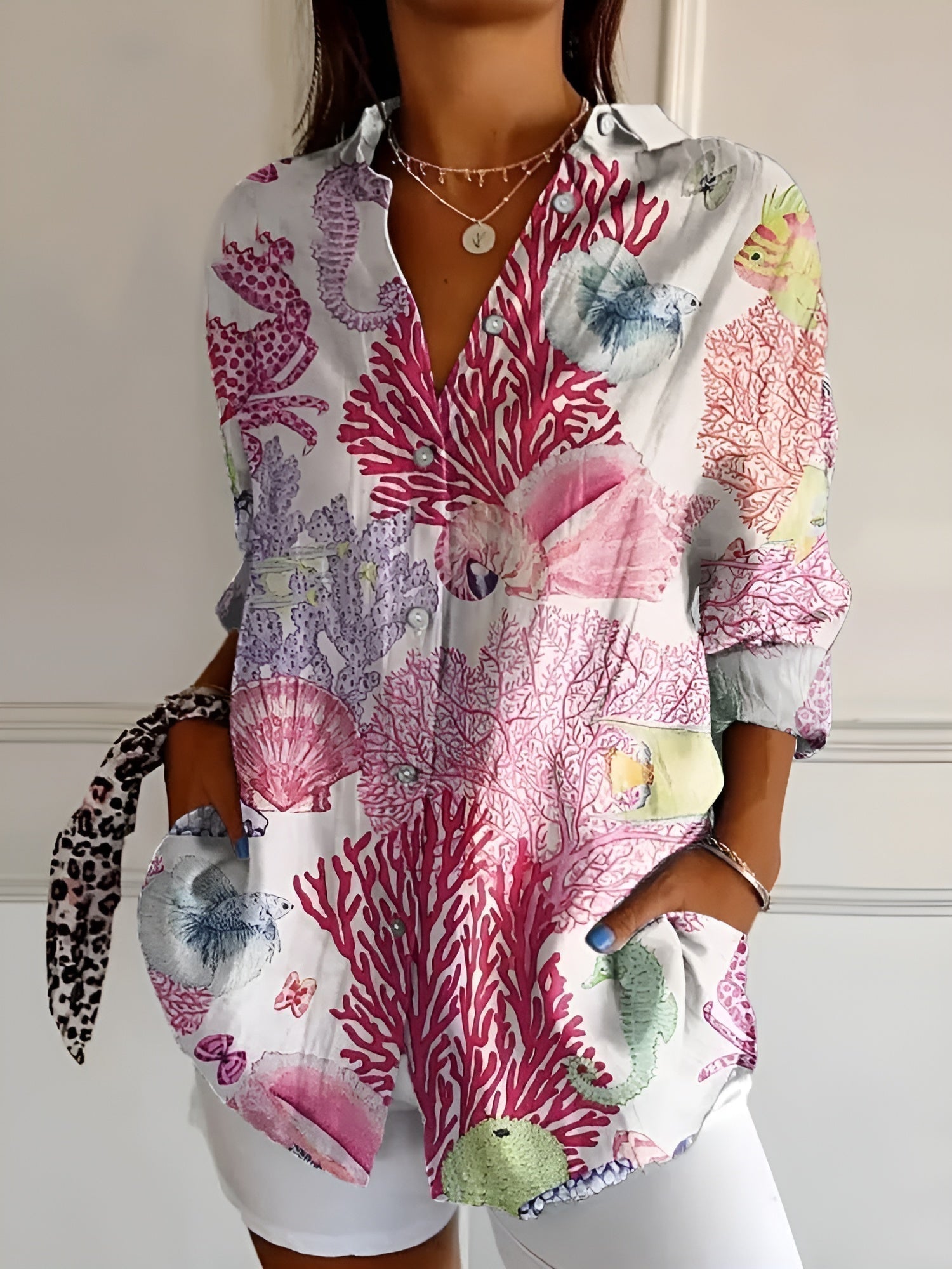 Florisse | Women's Lightweight Summer Shirt with Floral Pattern