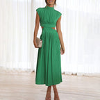 Chloé | Elegancka Sukienka Midi z Wycięciami i Drapowaniem