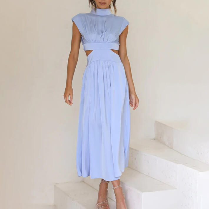 Chloé | Elegancka Sukienka Midi z Wycięciami i Drapowaniem
