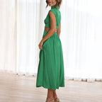 Chloé | Elegancka Sukienka Midi z Wycięciami i Drapowaniem