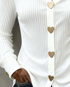 Myra | Camicia Attillata a Costine con Bottoni a Cuore