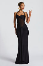 Noireva | Damska Elegancka Sukienka Maxi Halter z Marszczeniem
