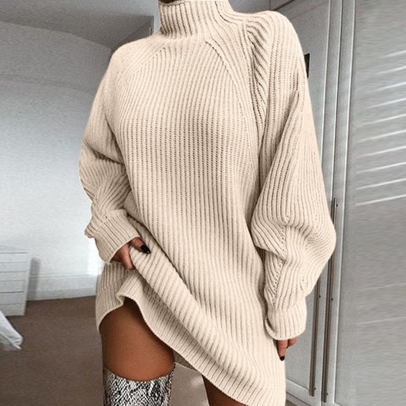Robee | Abito Oversize Donna in Maglia con Collo Alto