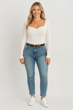 White eyelet top studio