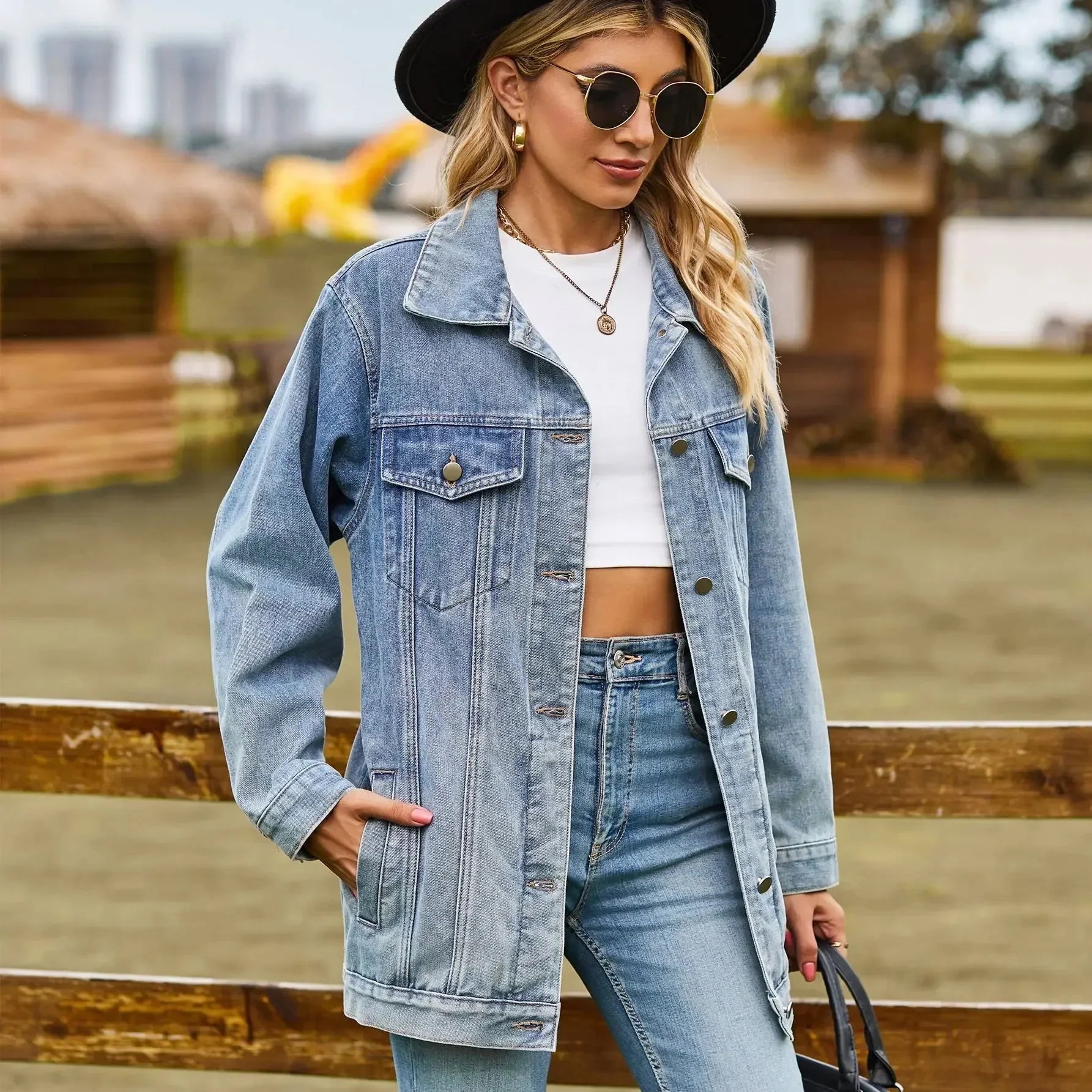 Ravelle | Giacca Jeans Oversize Donna Casual