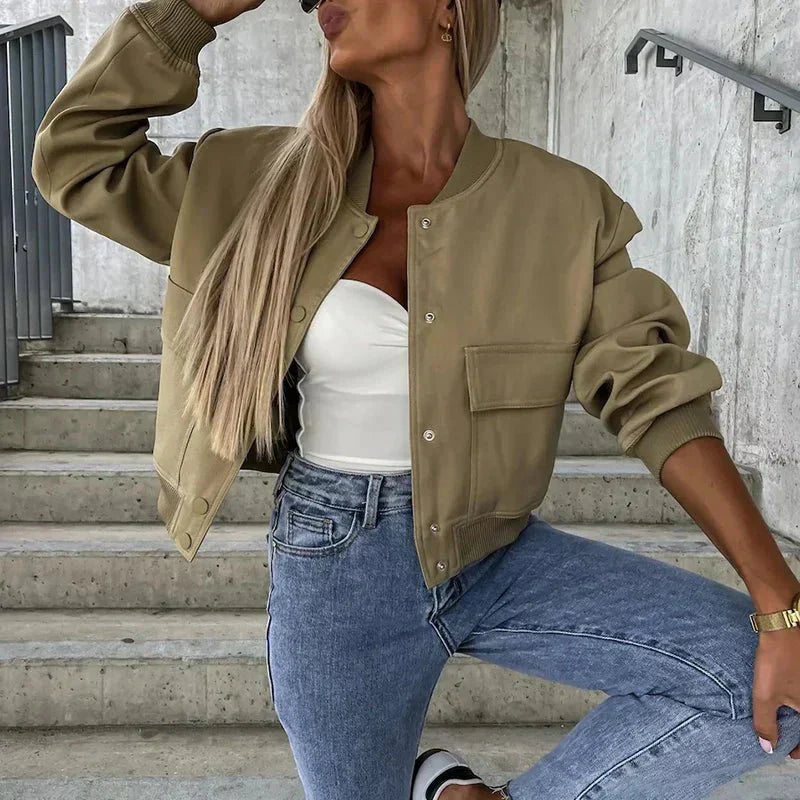 Cirella | Giacca Bomber Donna Corta con Tasche Cargo