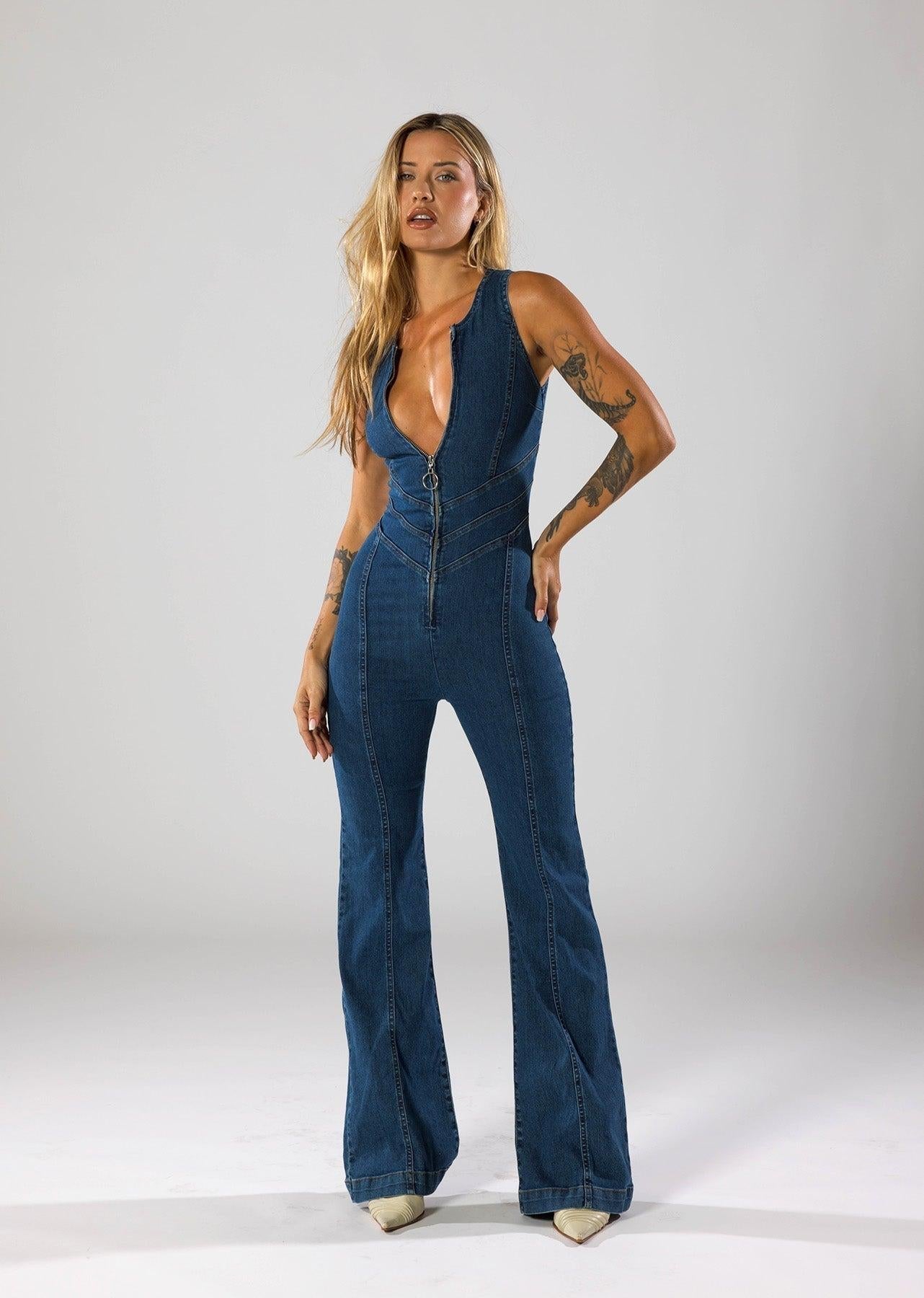 Velaris | Elegante tuta da donna in jeans con gamba larga