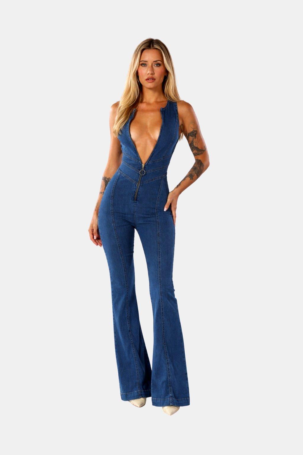 Velaris | Elegante tuta da donna in jeans con gamba larga
