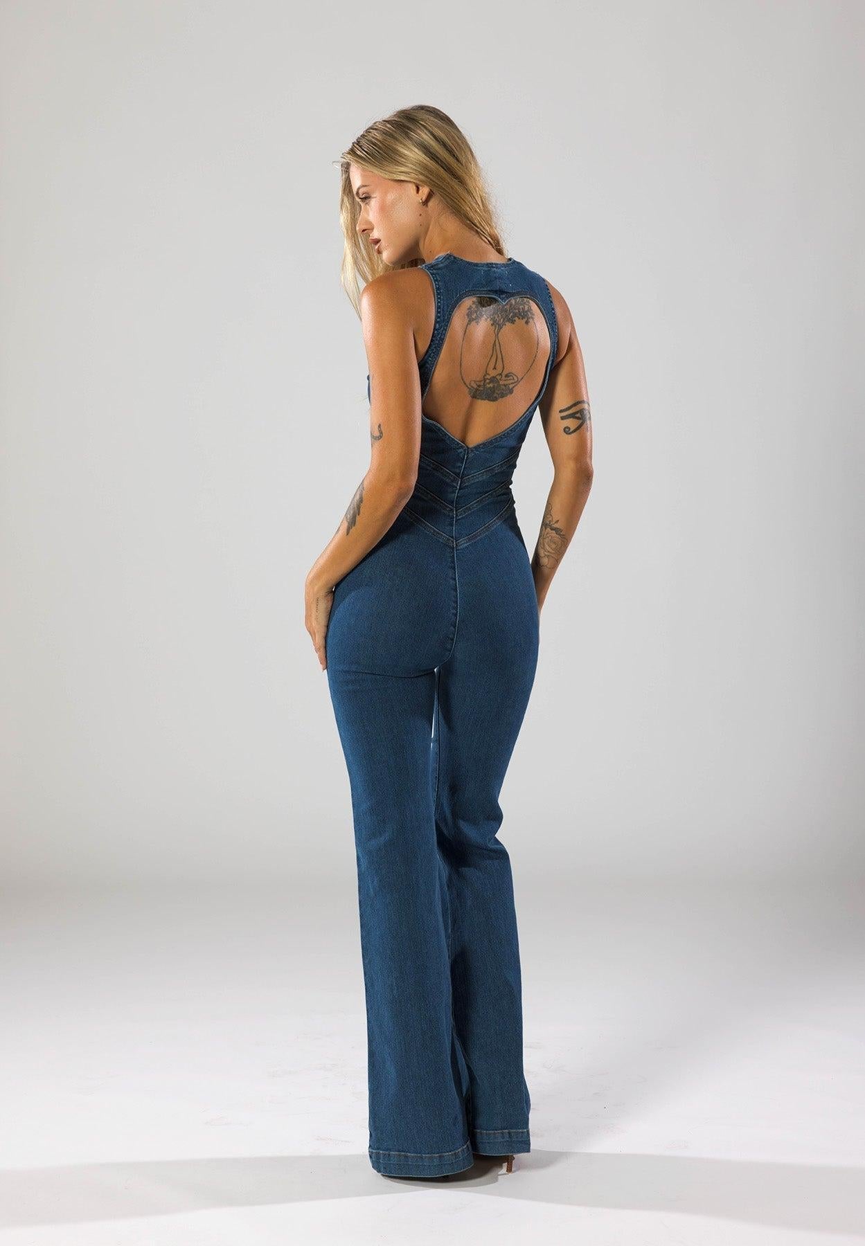 Velaris | Elegante tuta da donna in jeans con gamba larga