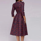 Rosavine | Abito Midi Formale Donna con Stampa Floreale e Maniche 3/4