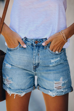 Ravelle | Shorts Estivi da Donna in Jeans con Strappi Casual