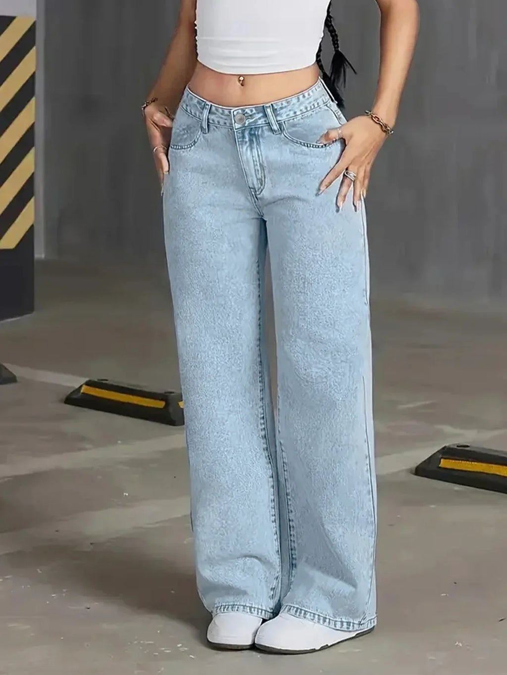 Liora | Jeans Donna a Vita Alta a Gamba Larga