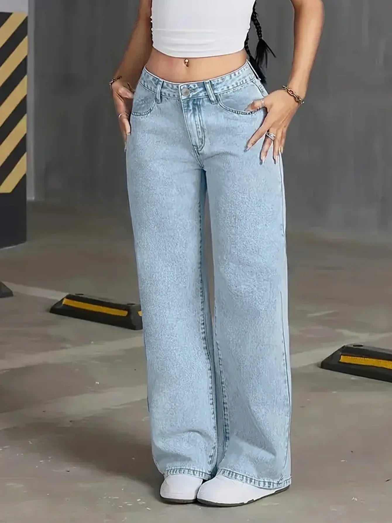 Liora | Jeans Donna a Vita Alta a Gamba Larga