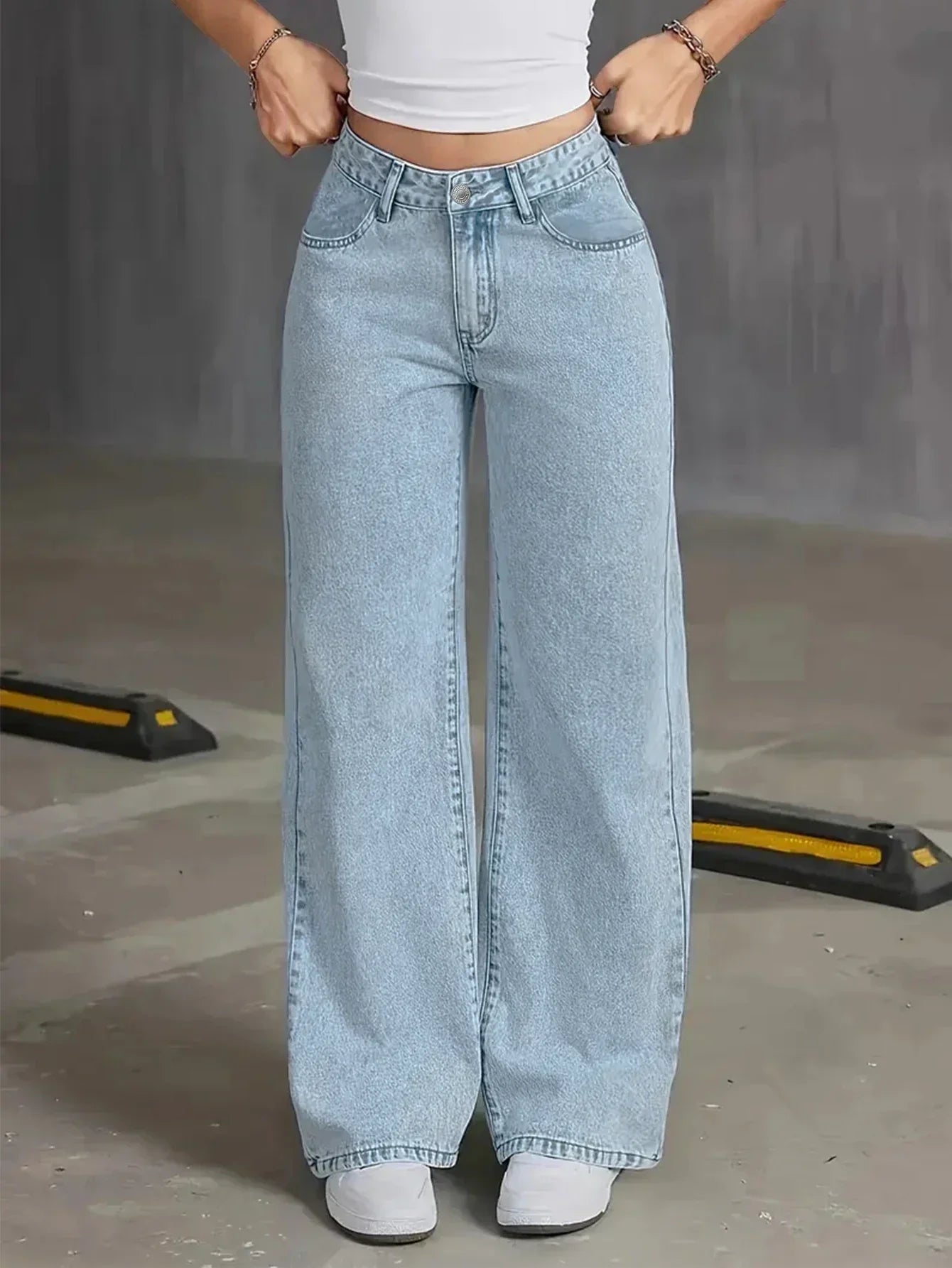 Liora | Jeans Donna a Vita Alta a Gamba Larga