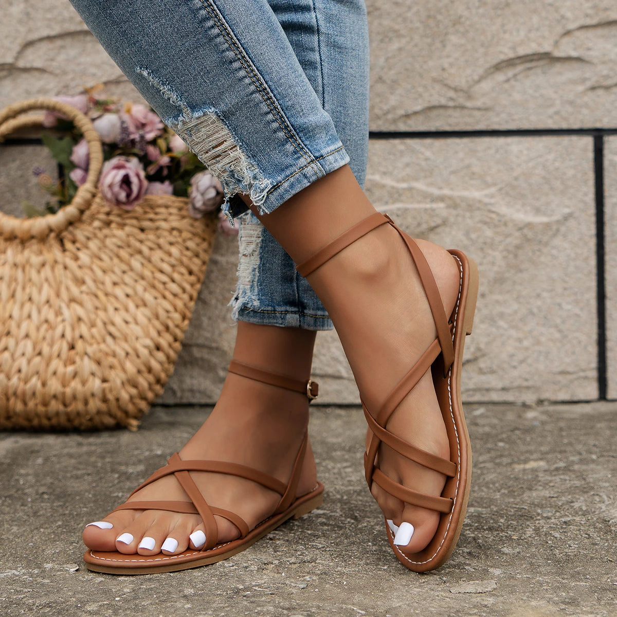 Calviera | Sandali Estivi Donna Bassi con Fasce Casual