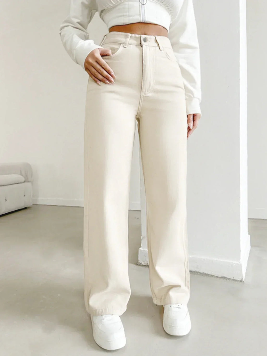 Amara | Pantaloni Donna a Vita Alta a Gamba Dritta