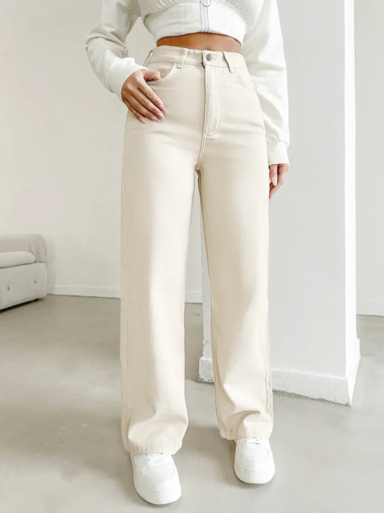 Amara | Pantaloni Donna a Vita Alta a Gamba Dritta