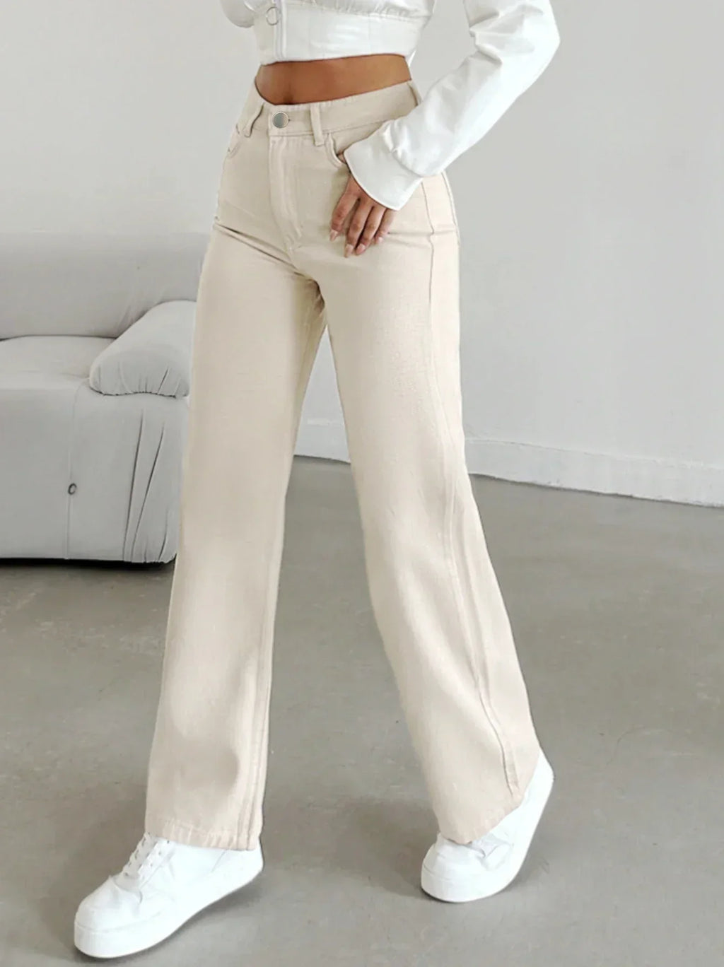 Amara | Pantaloni Donna a Vita Alta a Gamba Dritta