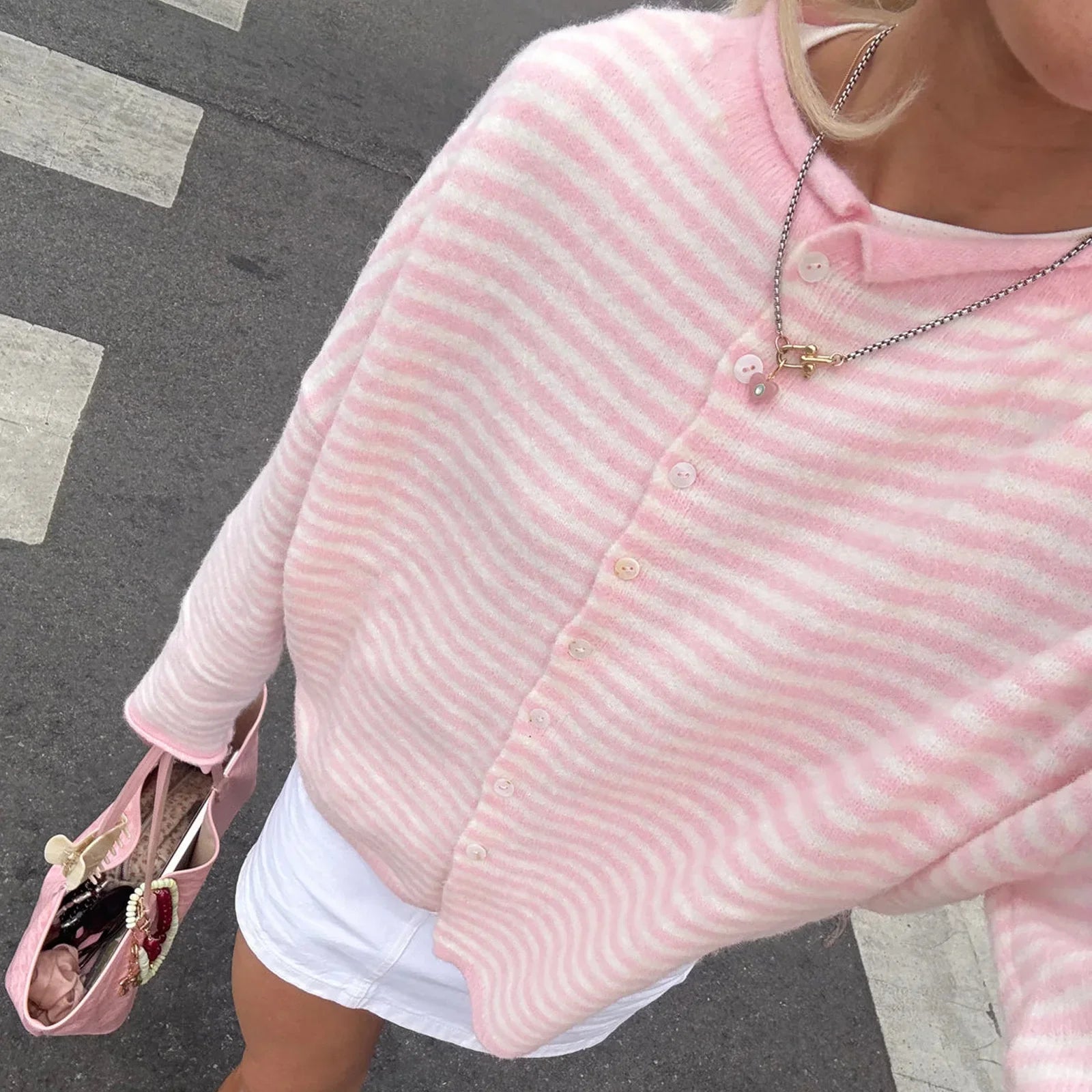 Novera | Women's Casual Striped Button-Up Cardigan