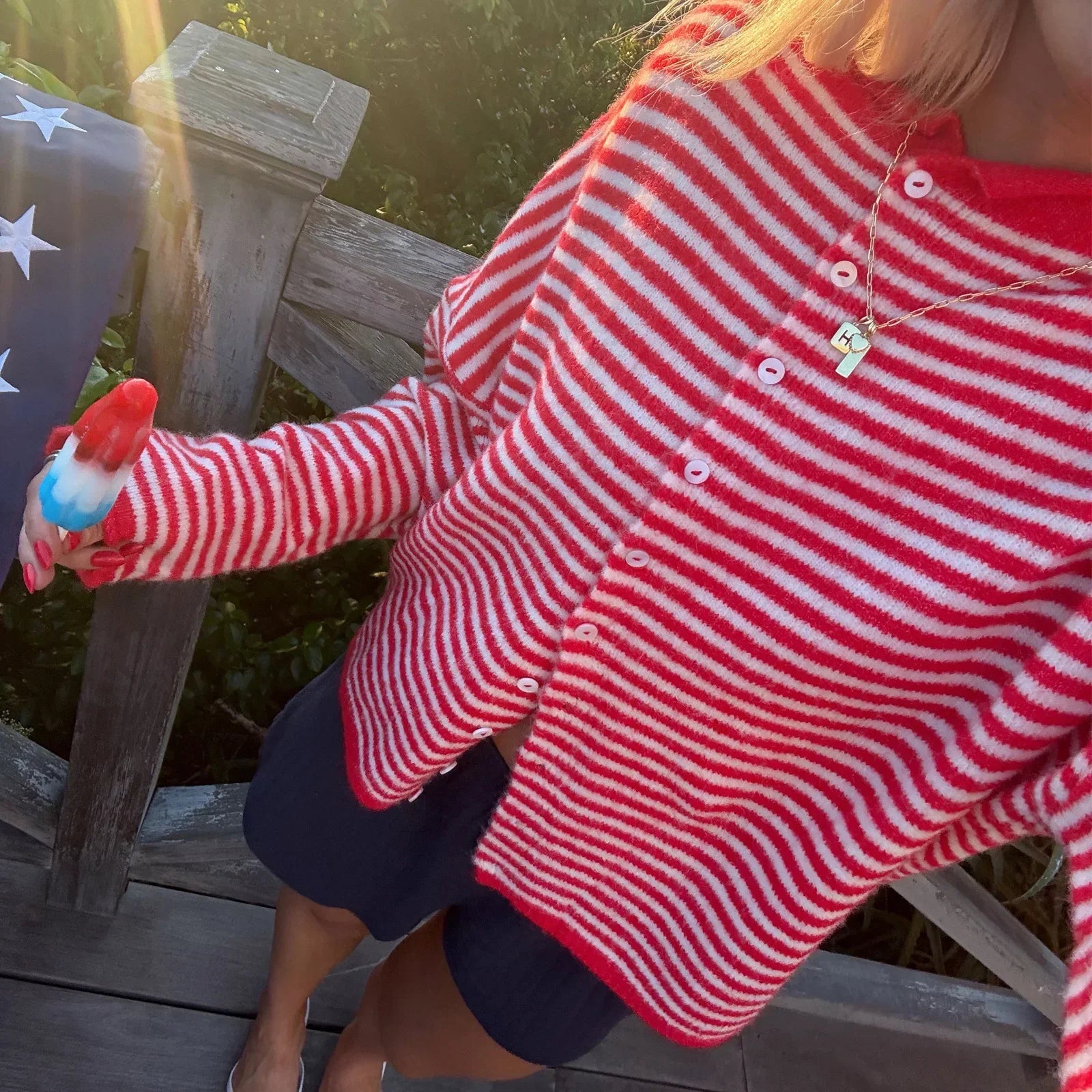 Novera | Women's Casual Striped Button-Up Cardigan