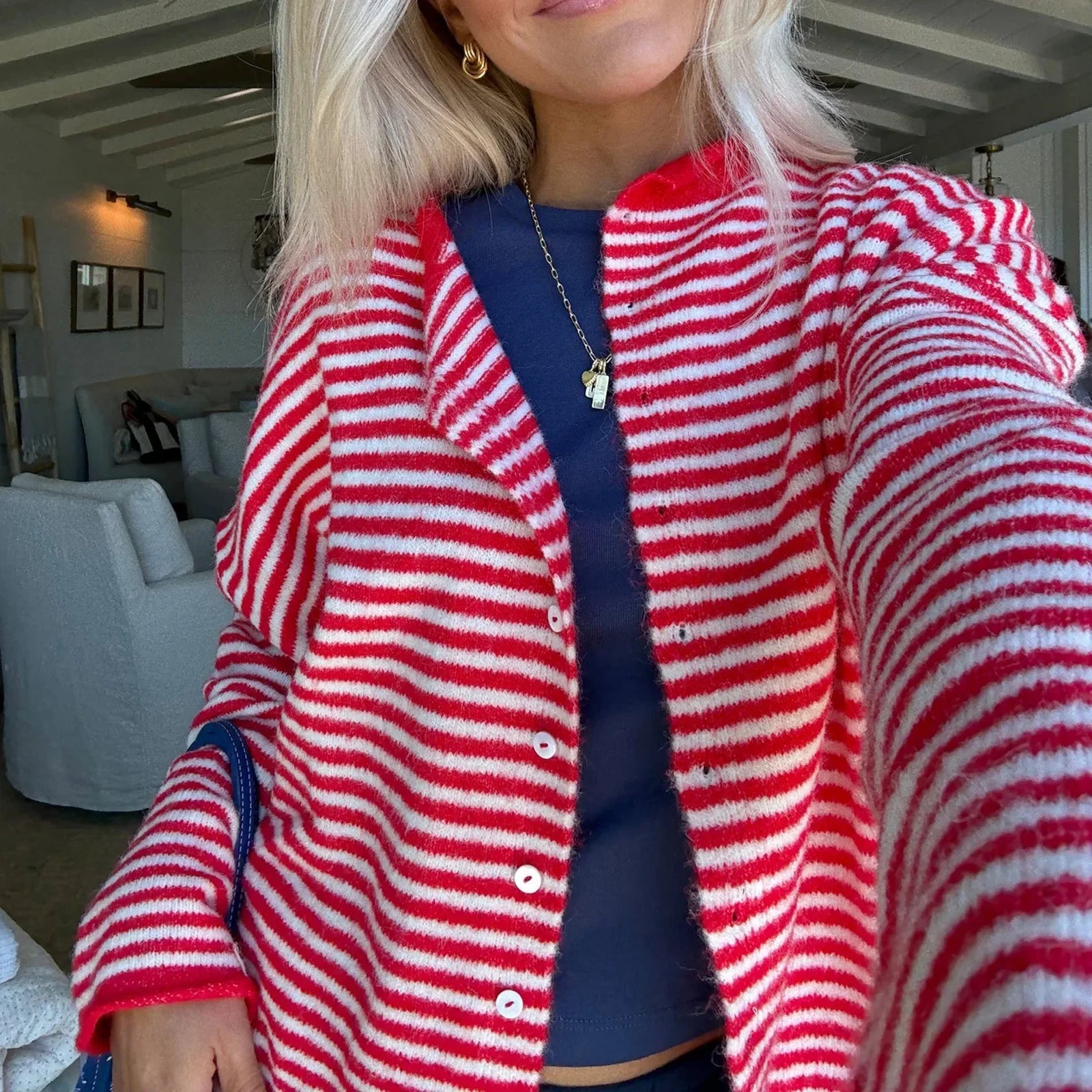 Novera | Cardigan casual da donna a righe con bottoni