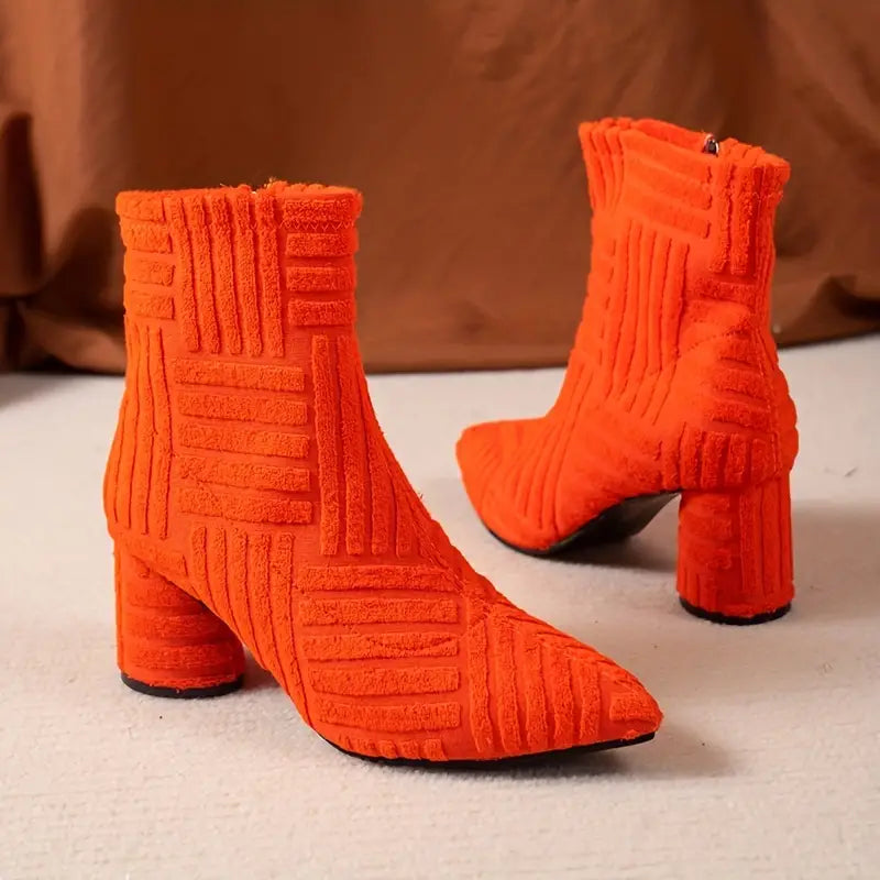 Veloréa | Women's Fashionable Heeled Ankle Boots with Zipper
