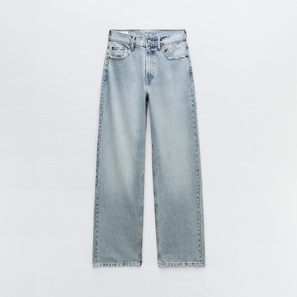 Vesira | Jeans donna azzurri con gamba dritta e vita alta