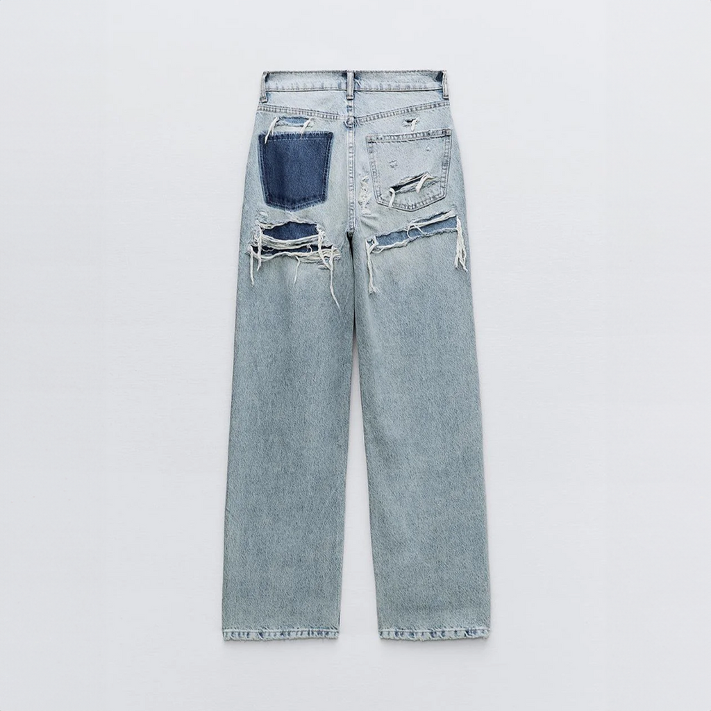 Vesira | Jeans donna azzurri con gamba dritta e vita alta