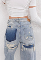 Vesira | Jeans donna azzurri con gamba dritta e vita alta
