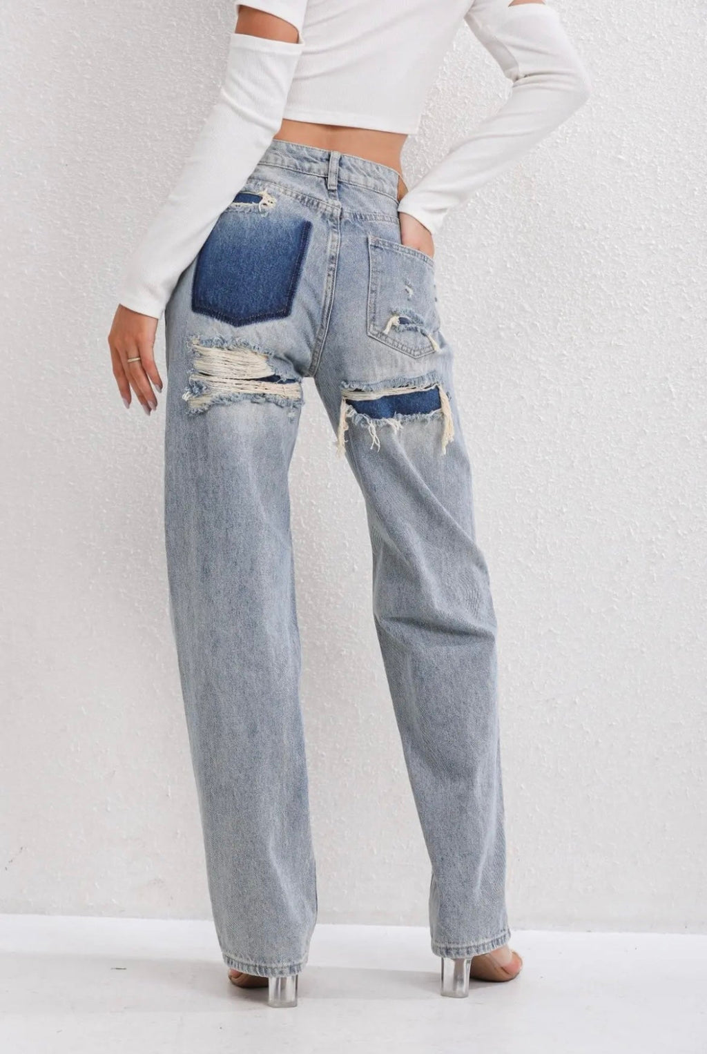Vesira | Jeans donna azzurri con gamba dritta e vita alta