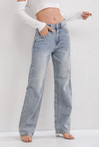 Vesira | Jeans donna azzurri con gamba dritta e vita alta