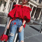 Zoey | Blusa Estiva Spagnola Arricciata