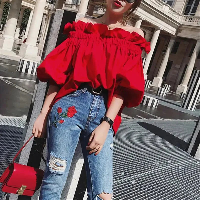 Zoey | Blusa Estiva Spagnola Arricciata