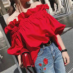 Zoey | Blusa Estiva Spagnola Arricciata